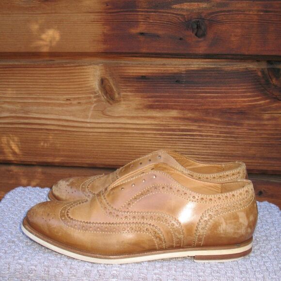 Rag & Bone  Womens 6.5 Brown Distressed Leather Laceless Oxfords - Picture 1 of 10